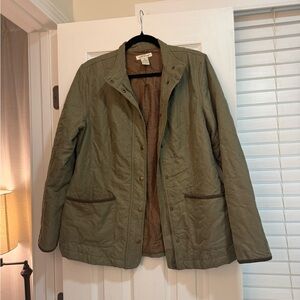 Orvis Olive Green Jacket with Red and Brown Plaid Lining